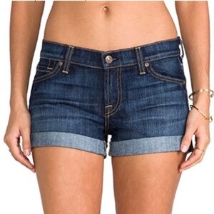 7 For All Mankind NY Dark Denim Roll Up Shorts